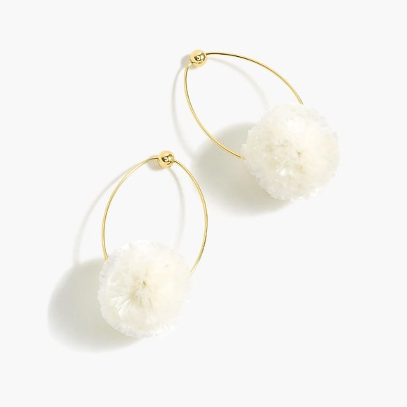 J. Crew Jewelry - J Crew Raffia Pom Pom Earrings White